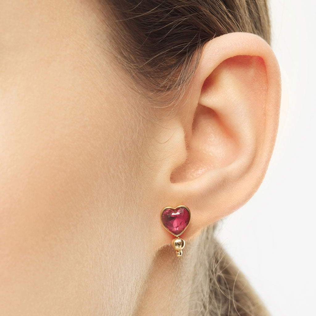 LULU Copenhagen Bouquet Crystal Heart boucle d'oreille 1 pièce Ear stud, 1 pcs Gold Plated