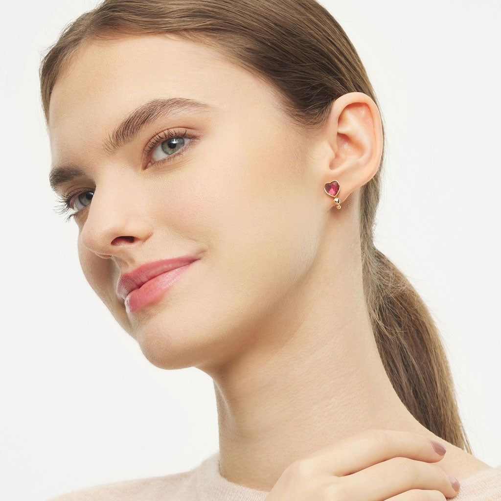 LULU Copenhagen Bouquet Crystal Heart boucle d'oreille 1 pièce Ear stud, 1 pcs Gold Plated