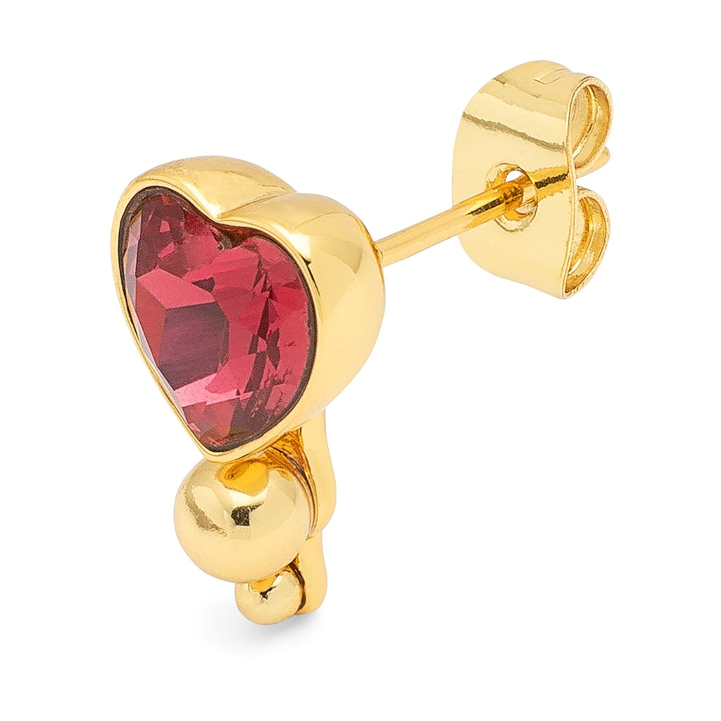 LULU Copenhagen Bouquet Crystal Heart boucle d'oreille 1 pièce Ear stud, 1 pcs Gold Plated