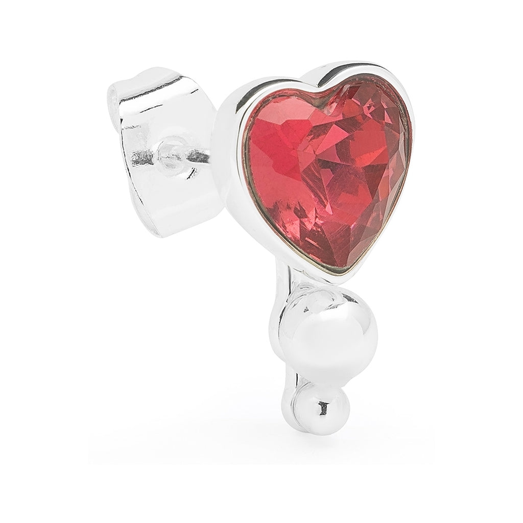 LULU Copenhagen Bouquet Crystal Heart boucle d'oreille 1 pièce Ear stud, 1 pcs Silver Plated