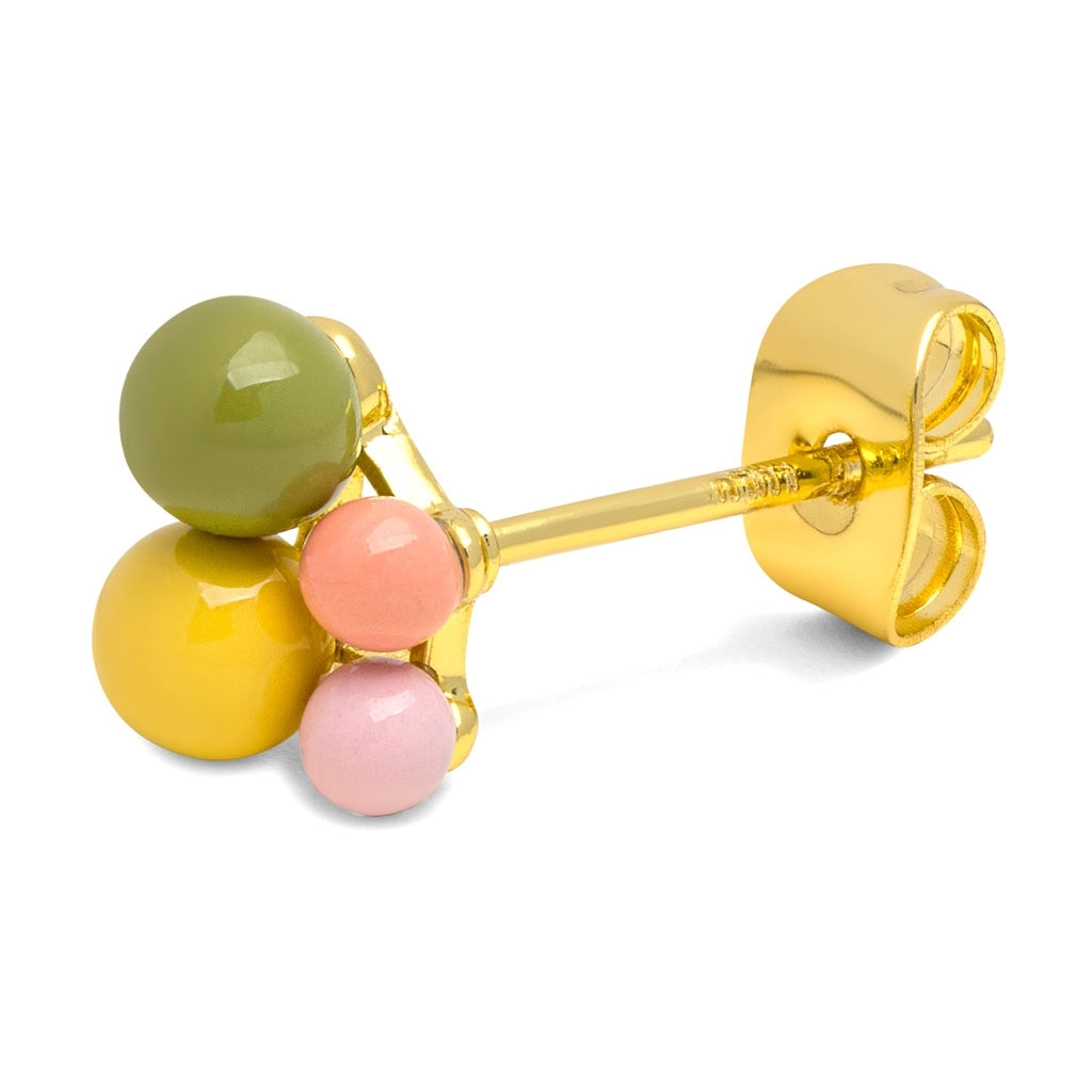 LULU Copenhagen Bouquet Green Yellow boucle d'oreille 1 pièce Ear stud, 1 pcs Gold Plated