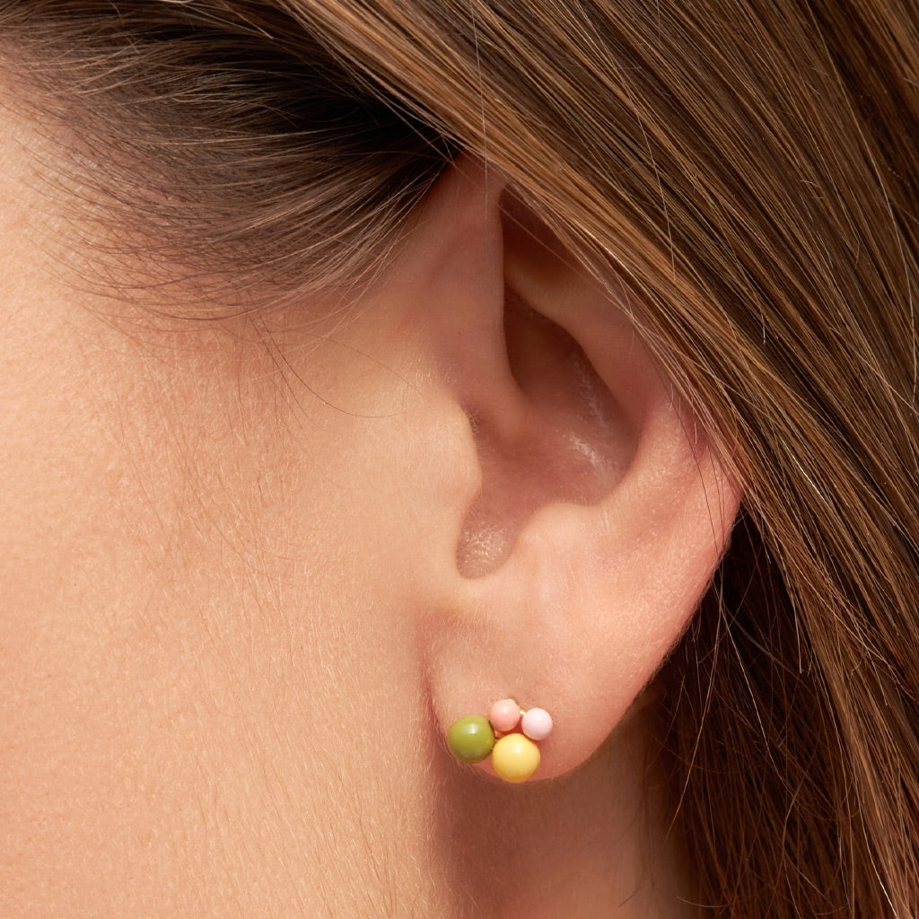 LULU Copenhagen Bouquet Green Yellow boucle d'oreille 1 pièce Ear stud, 1 pcs Gold Plated