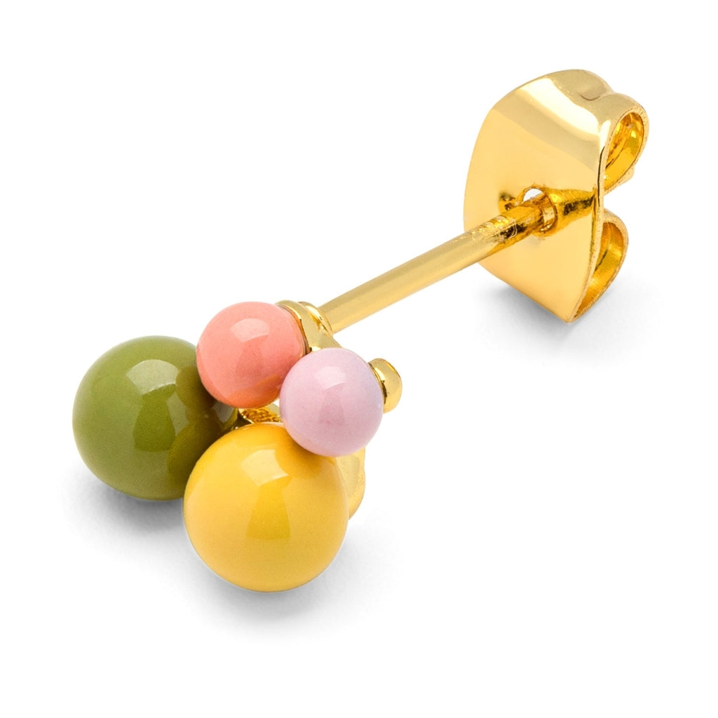 LULU Copenhagen Bouquet Green Yellow boucle d'oreille 1 pièce Ear stud, 1 pcs Gold Plated