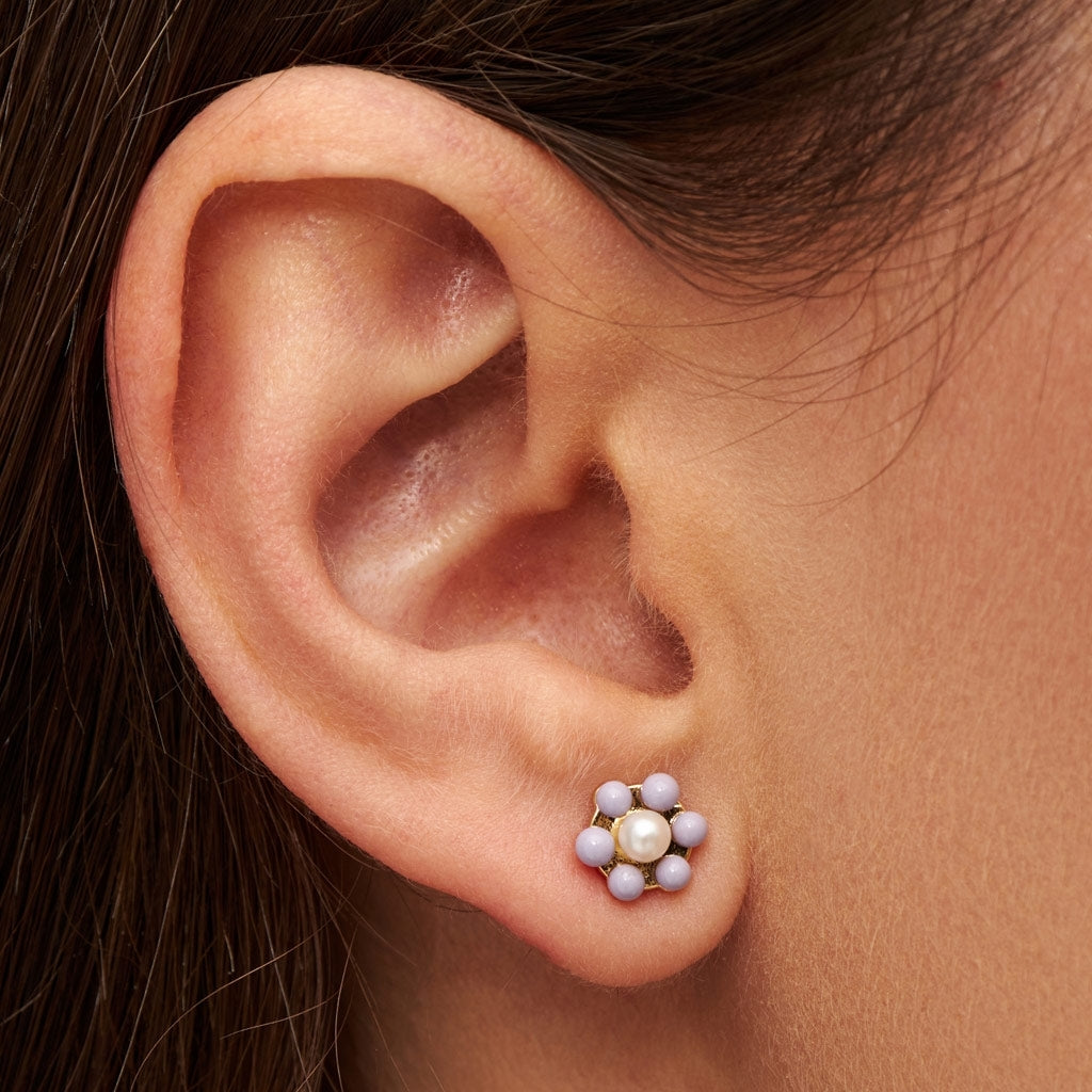 LULU Copenhagen Bouquet Purple Flower boucle d'oreille 1 pièce Ear stud, 1 pcs Gold Plated