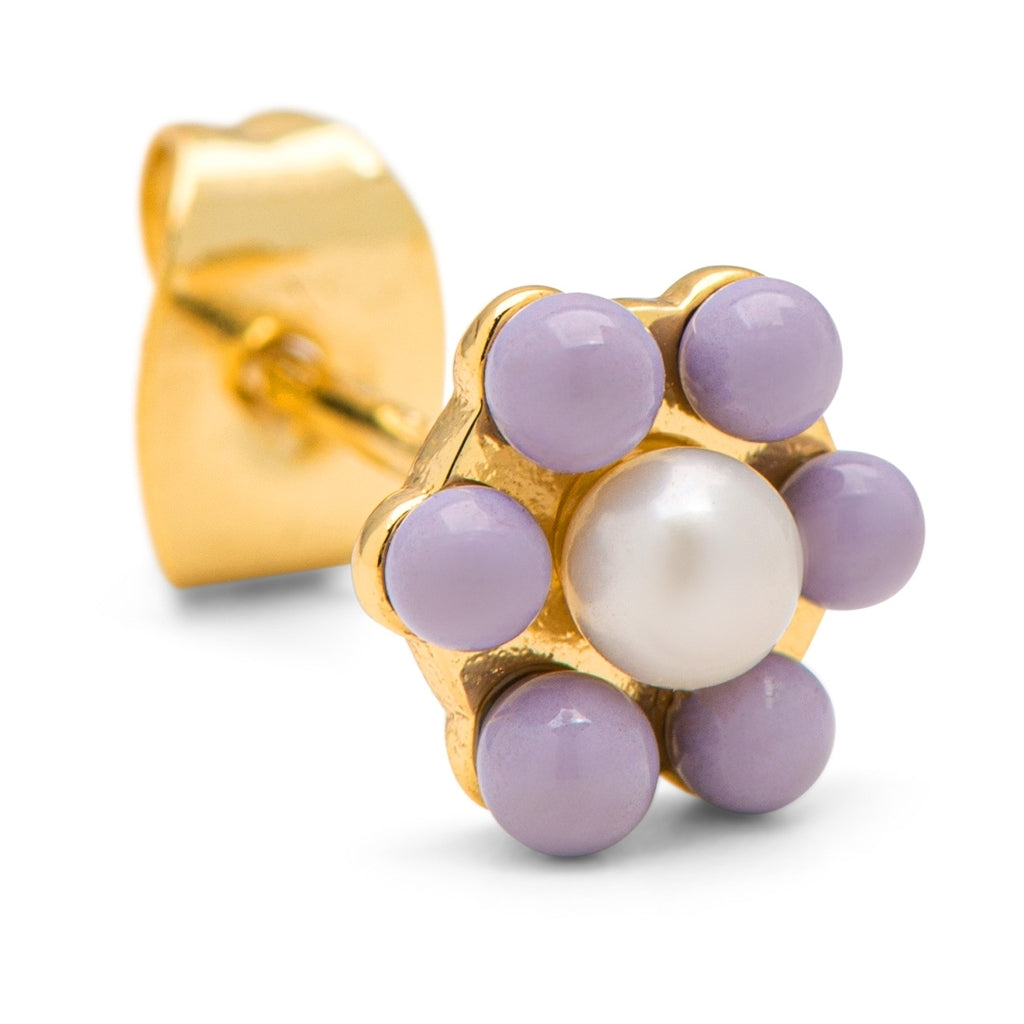 LULU Copenhagen Bouquet Purple Flower boucle d'oreille 1 pièce Ear stud, 1 pcs Gold Plated