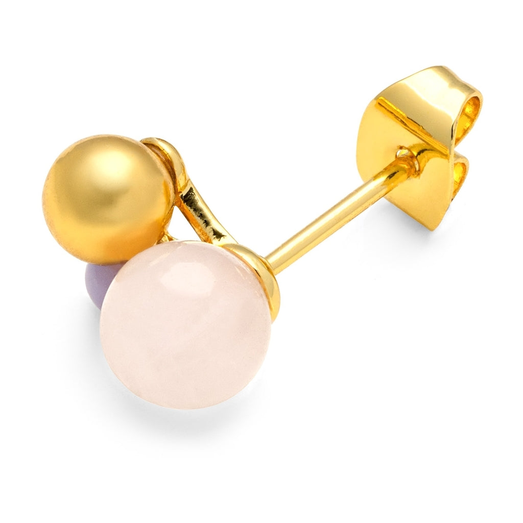 LULU Copenhagen Bouquet Rose Quartz boucle d'oreille 1 pièce Ear stud, 1 pcs Gold Plated