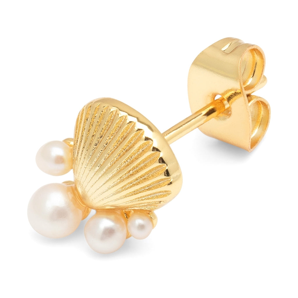 LULU Copenhagen Bouquet Shell & Pearls boucle d'oreille 1 pièce Ear stud, 1 pcs Gold Plated