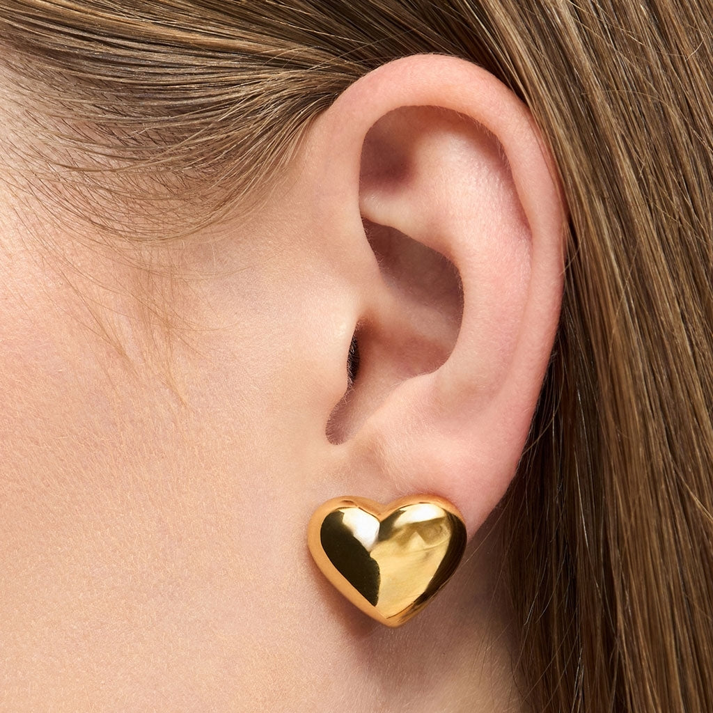 LULU Copenhagen Bubble Heart boucle d'oreille 1 pièce - plaqué or Ear stud, 1 pcs Gold Plated