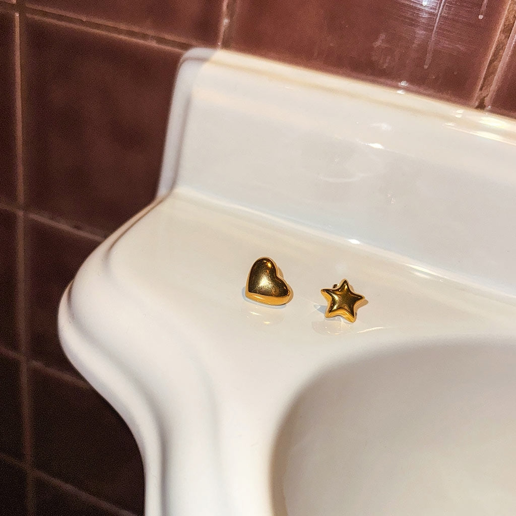 LULU Copenhagen Bubble Heart boucle d'oreille 1 pièce - plaqué or Ear stud, 1 pcs Gold Plated