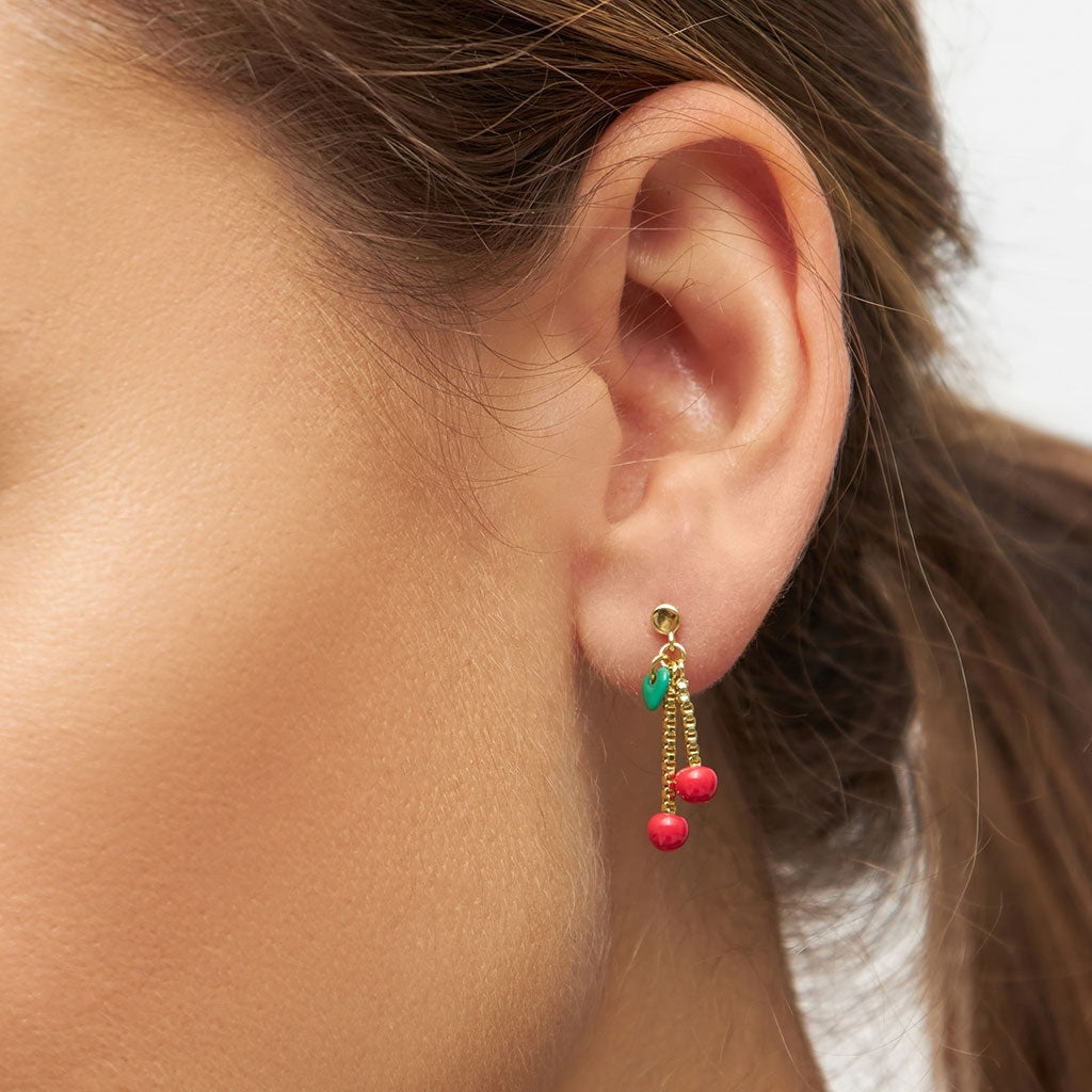 LULU Copenhagen Cherry boucle d'oreille 1 pièce Ear stud, 1 pcs Ruby Red
