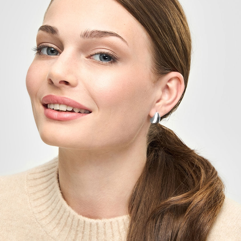 LULU Copenhagen Chunky Drop Hoops paire - plaqué argent Hoops Silver Plated