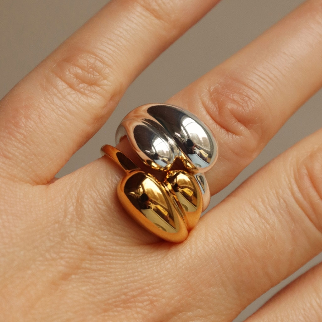 LULU Copenhagen Chunky Soft Drops Bague - plaqué or Rings Gold Plated