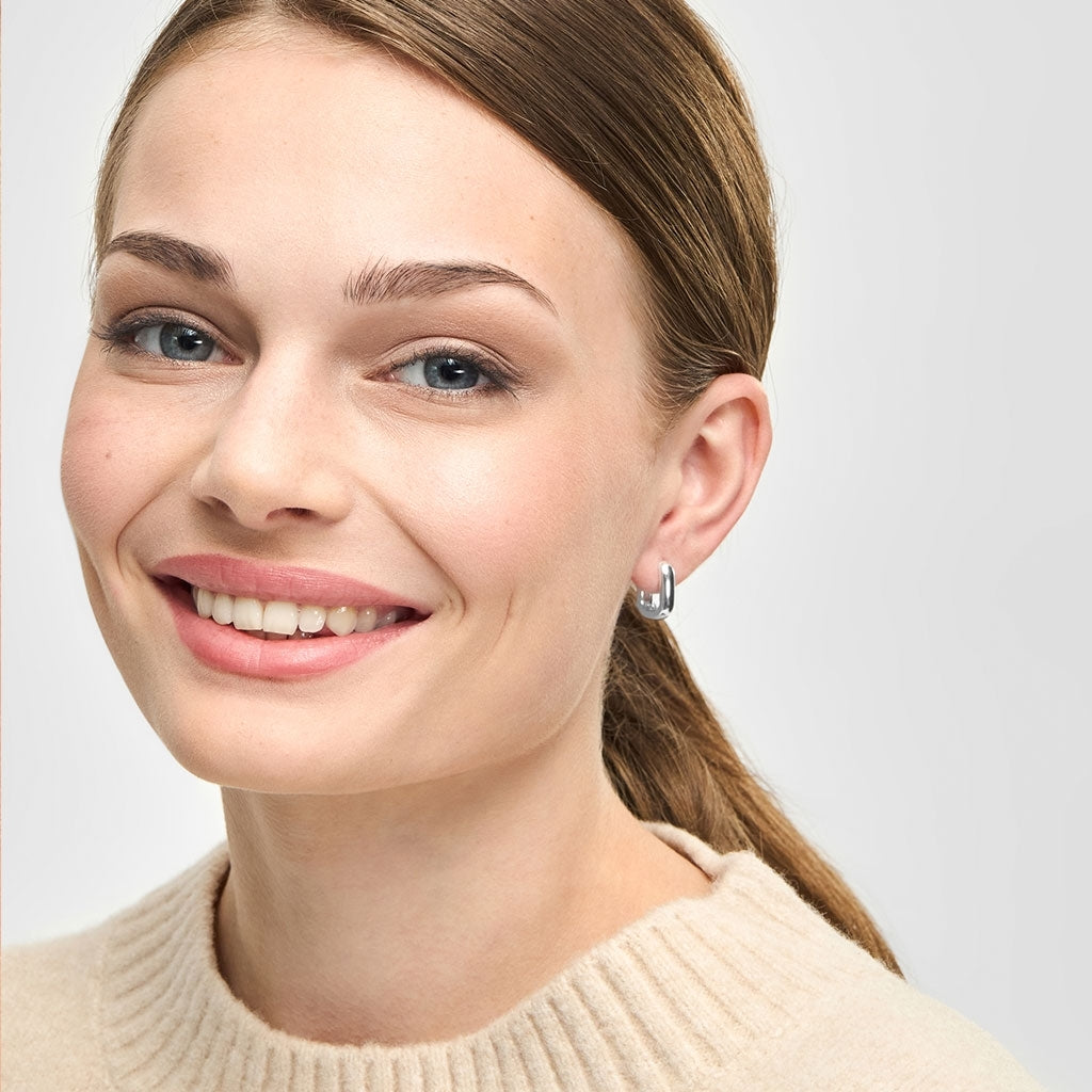 LULU Copenhagen Chunky Square Hoops paire - plaqué argent Hoops Silver Plated