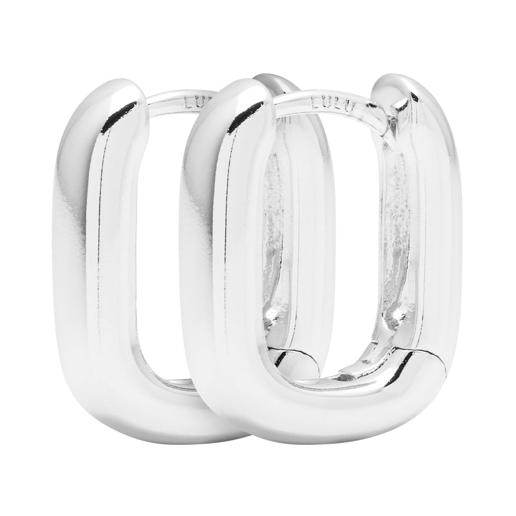 LULU Copenhagen Chunky Square Hoops paire - plaqué argent Hoops Silver Plated