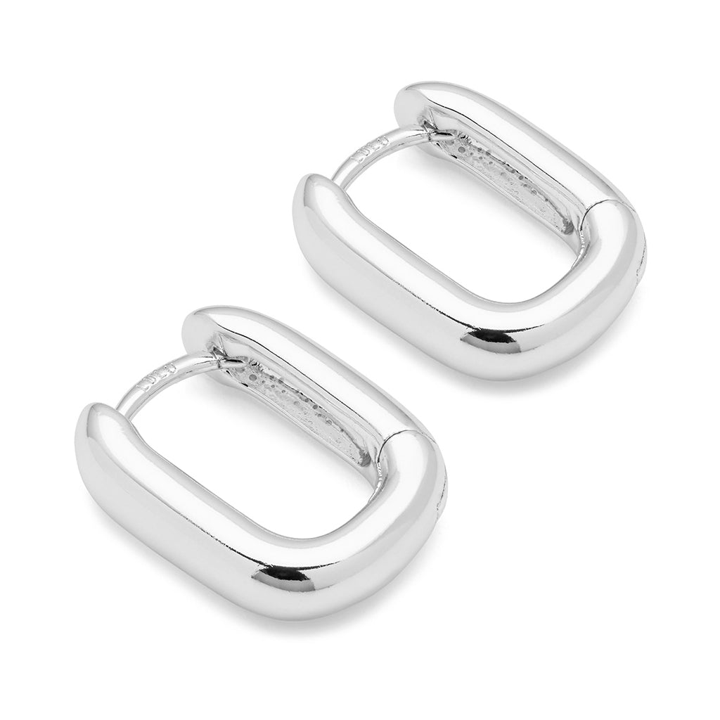 LULU Copenhagen Chunky Square Hoops paire - plaqué argent Hoops Silver Plated