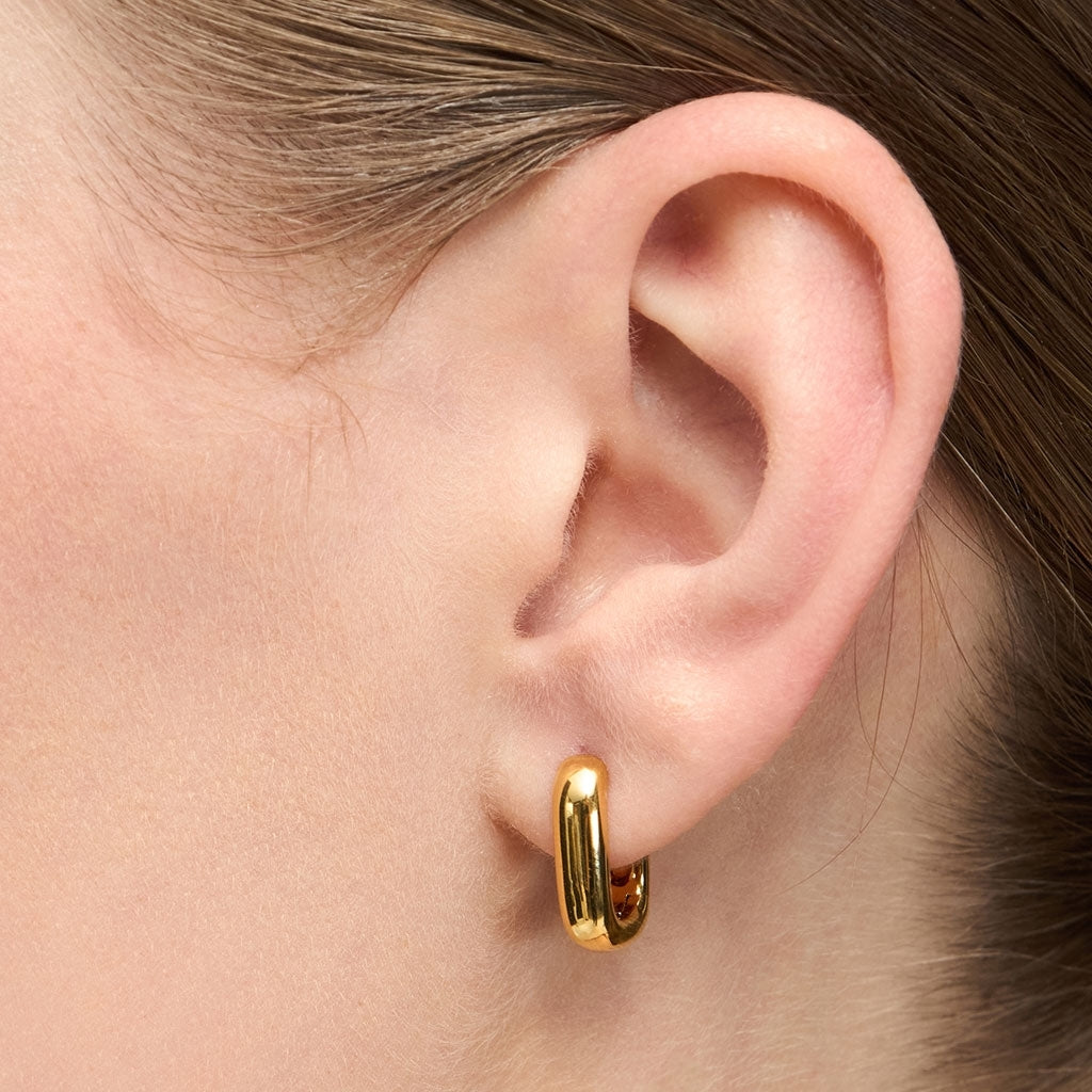 LULU Copenhagen Chunky Square Hoops paire - plaqué or Hoops Gold Plated