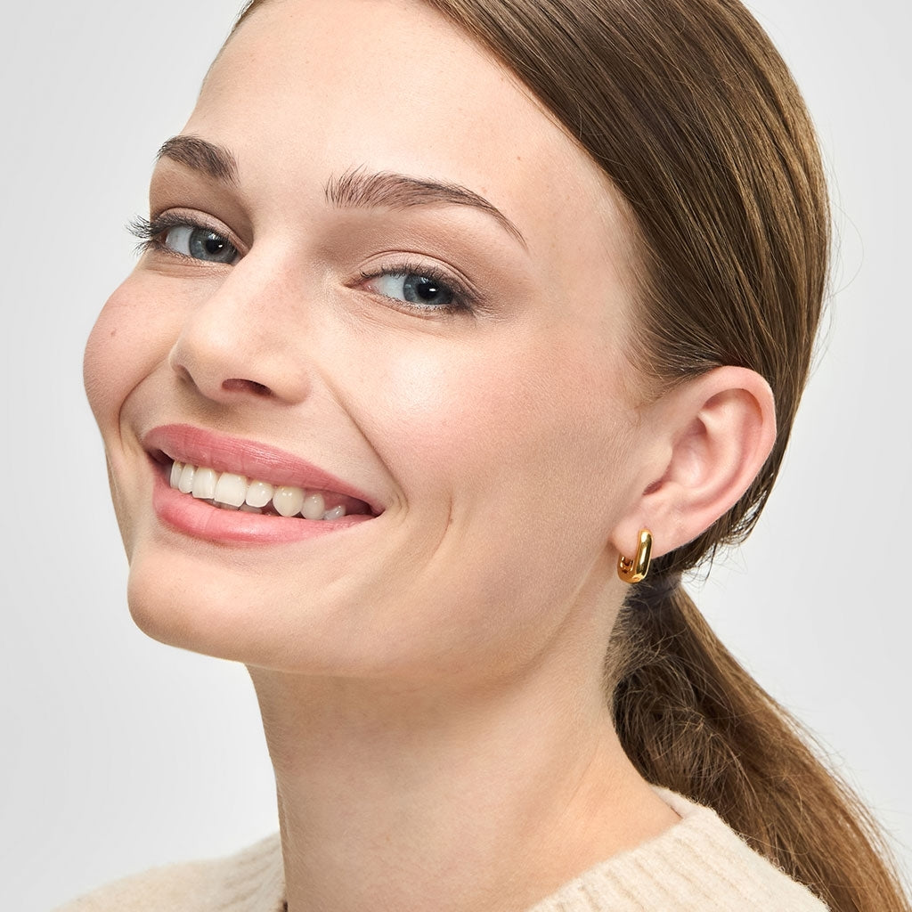 LULU Copenhagen Chunky Square Hoops paire - plaqué or Hoops Gold Plated