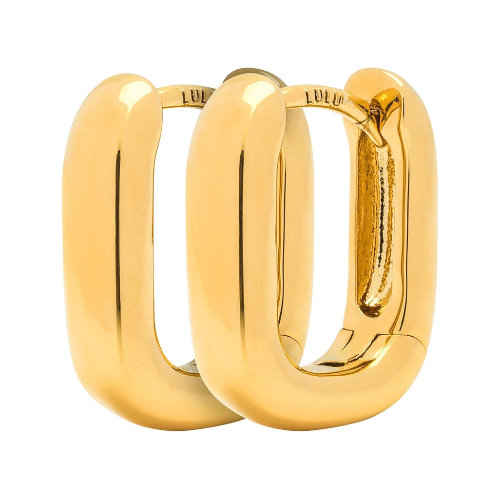 LULU Copenhagen Chunky Square Hoops paire - plaqué or Hoops Gold Plated