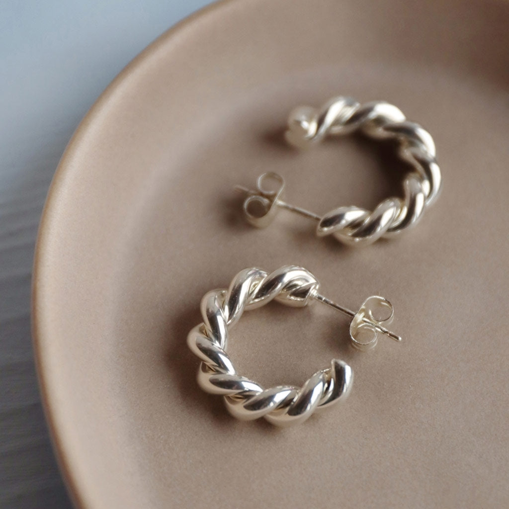 LULU Copenhagen Chunky Twisted Hoops paire - plaqué argent Hoops Silver Plated