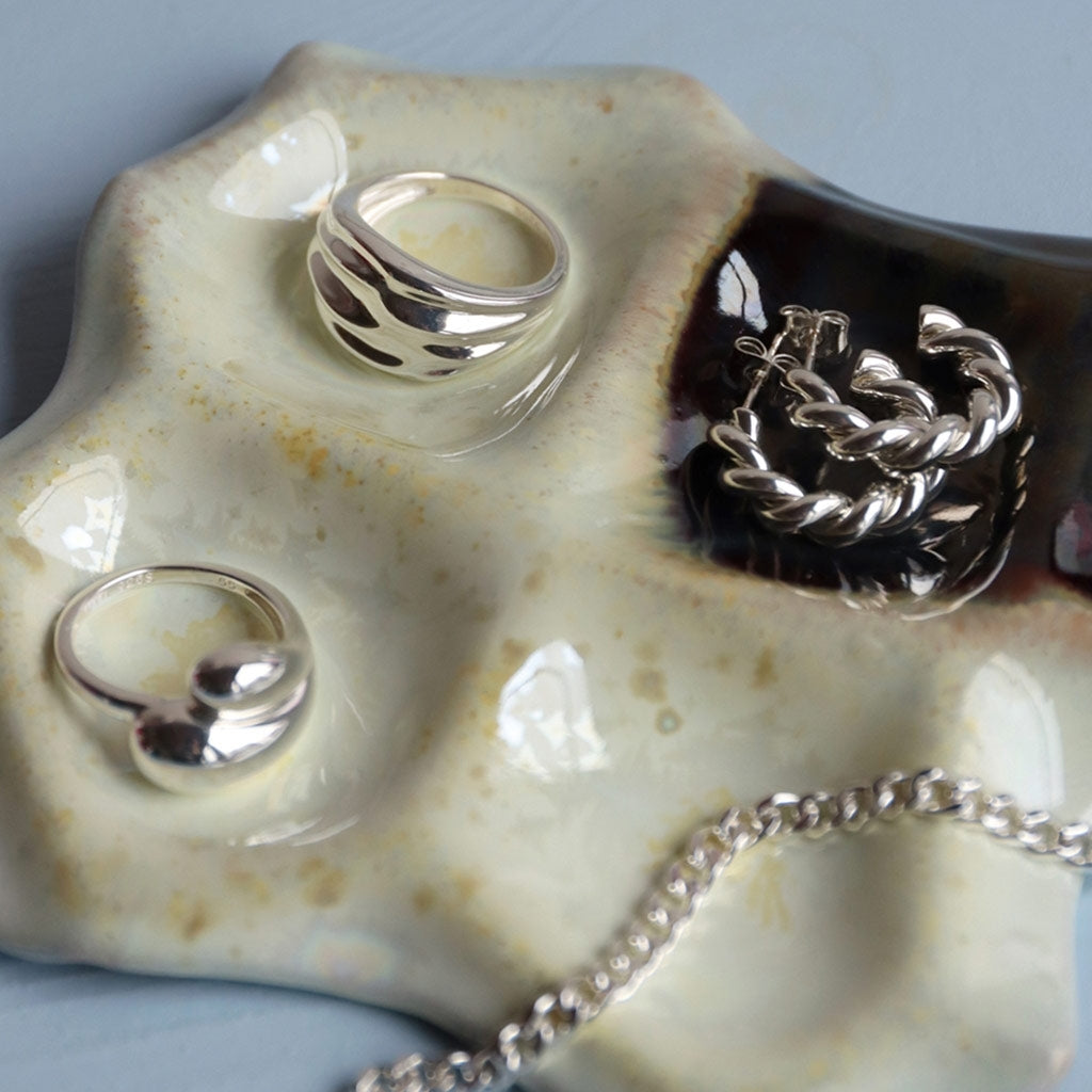 LULU Copenhagen Chunky Twisted Hoops paire - plaqué argent Hoops Silver Plated