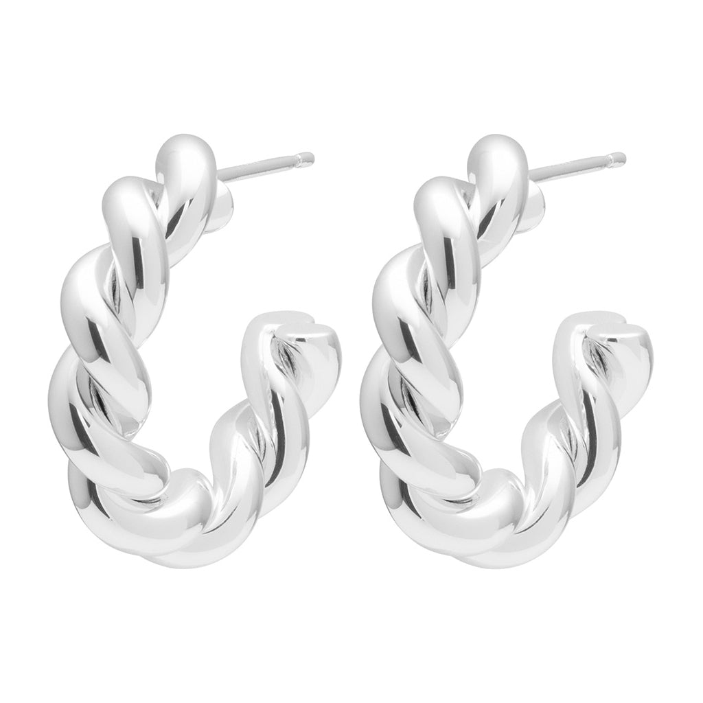 LULU Copenhagen Chunky Twisted Hoops paire - plaqué argent Hoops Silver Plated