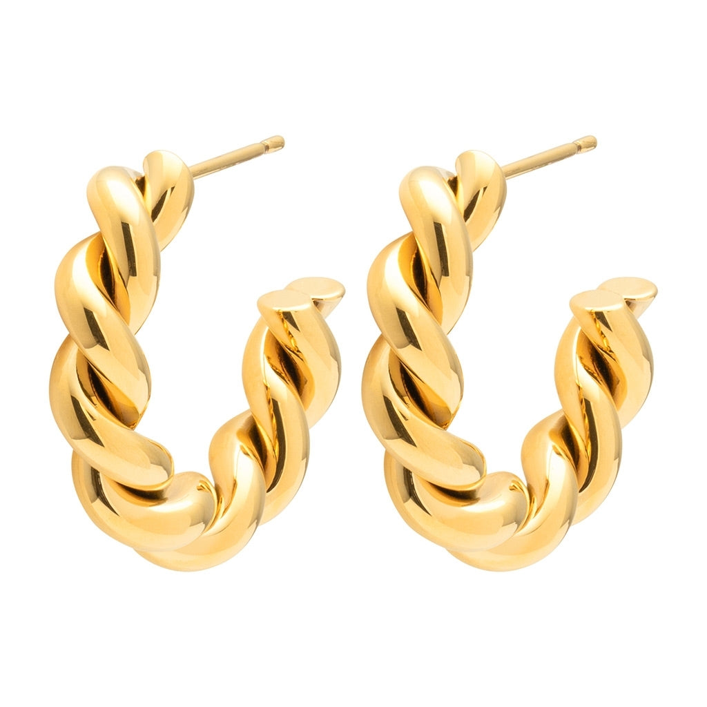 LULU Copenhagen Chunky Twisted Hoops paire - plaqué or Hoops Gold Plated