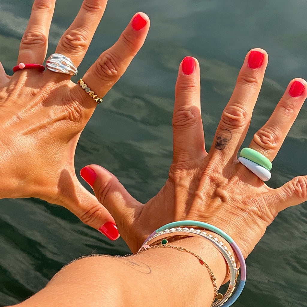 LULU Copenhagen Color Anneau Chunky Rings Seasalt Green