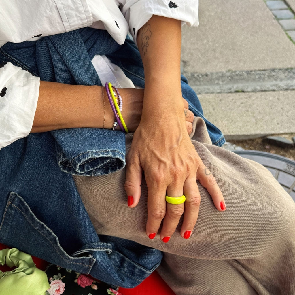 LULU Copenhagen Color Anneau Chunky Rings Wild Lime