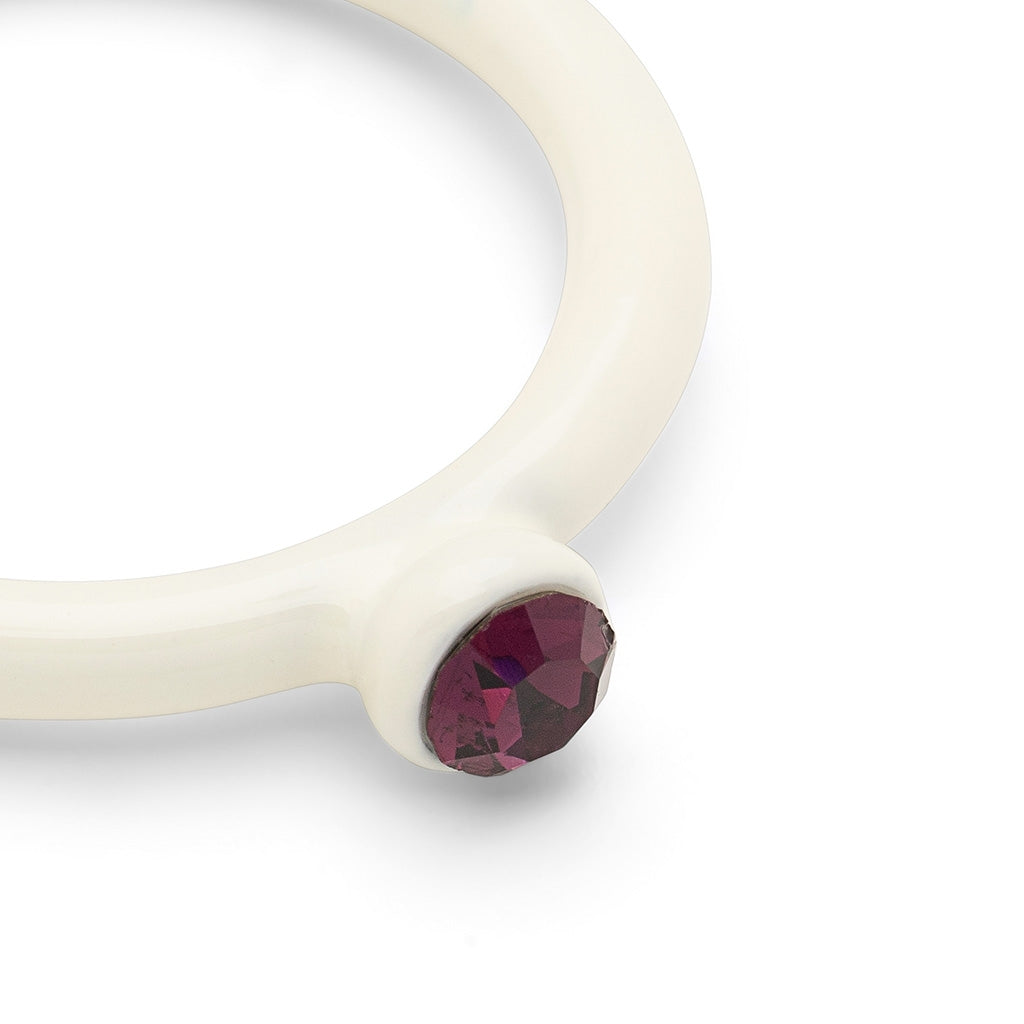 LULU Copenhagen Color Anneau Crystal Rings Coconut Milk