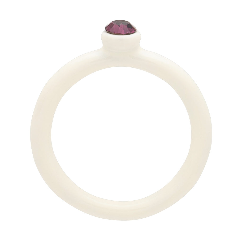 LULU Copenhagen Color Anneau Crystal Rings Coconut Milk
