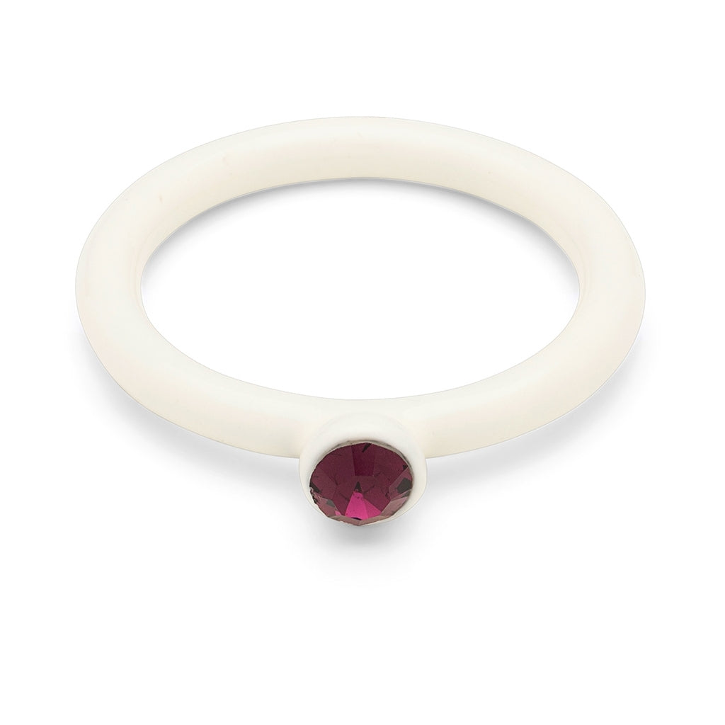 LULU Copenhagen Color Anneau Crystal Rings Coconut Milk