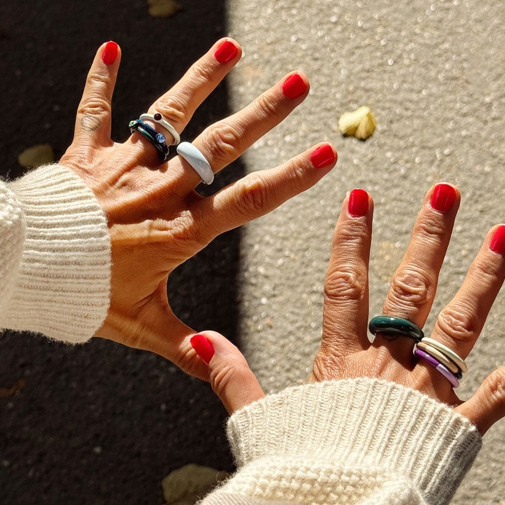 LULU Copenhagen Color Anneau Crystal Rings North Sea Green