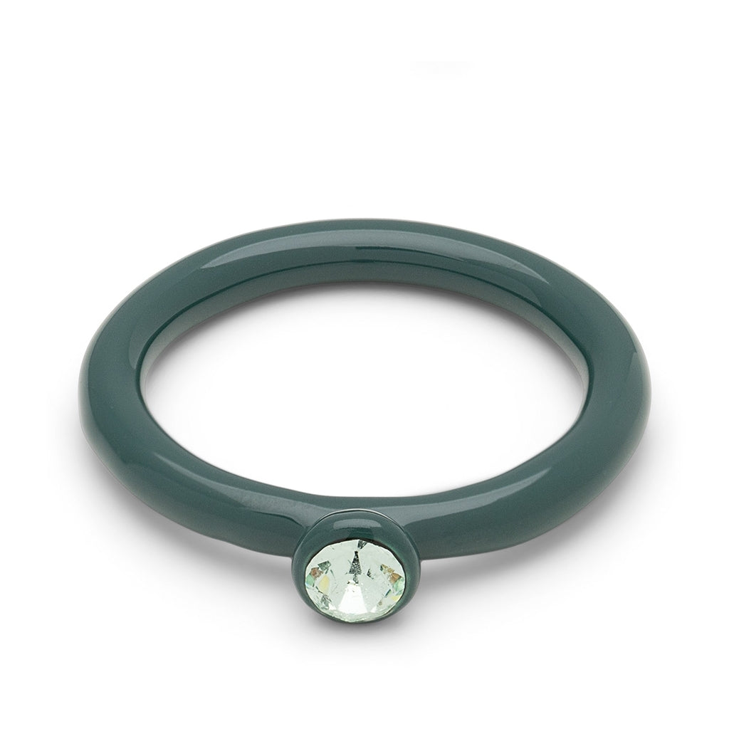 LULU Copenhagen Color Anneau Crystal Rings North Sea Green