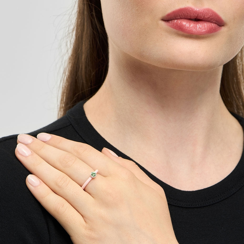 LULU Copenhagen Color Anneau Crystal Rings Silk Light Pink