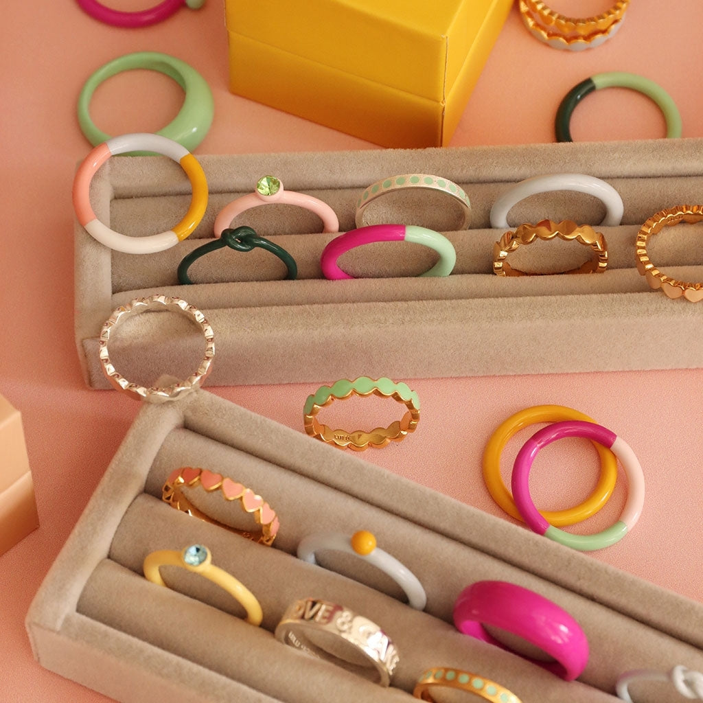 LULU Copenhagen Color Anneau Crystal Rings Soft Yellow