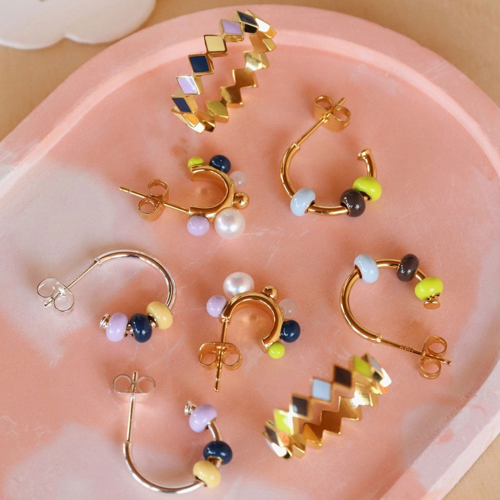 LULU Copenhagen Color Ball 3 Hoops paires - Plaqué argent Hoops Memories