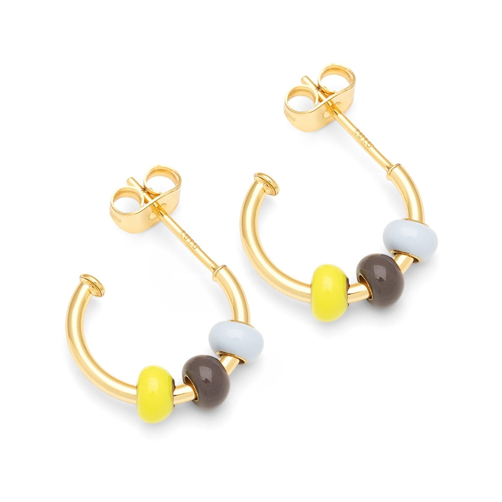 LULU Copenhagen Color Ball 3 Hoops paires - Plaque or Hoops Poetry