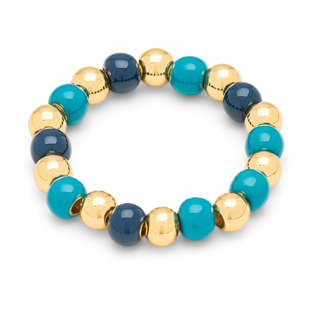 LULU Copenhagen Color Ball Beads Bague Rings Retro Blue/Retro Dark Blue/Gold Plated