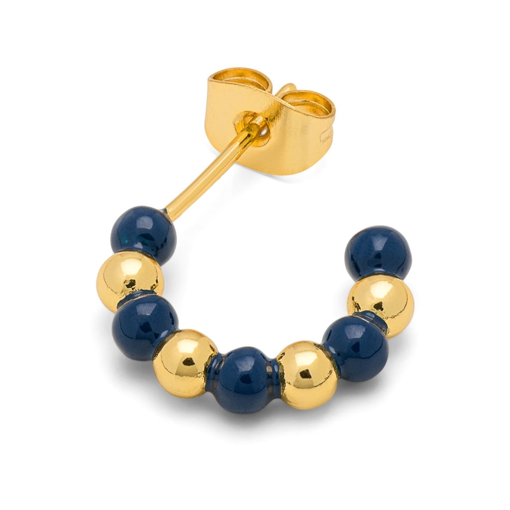 LULU Copenhagen Color Ball Beads Hoops pair Hoops Gold Plated/Retro Dark Blue