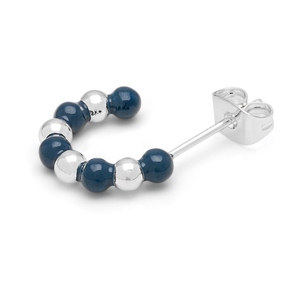 LULU Copenhagen Color Ball Beads Hoops pair Hoops Silver Plated/Retro Dark Blue