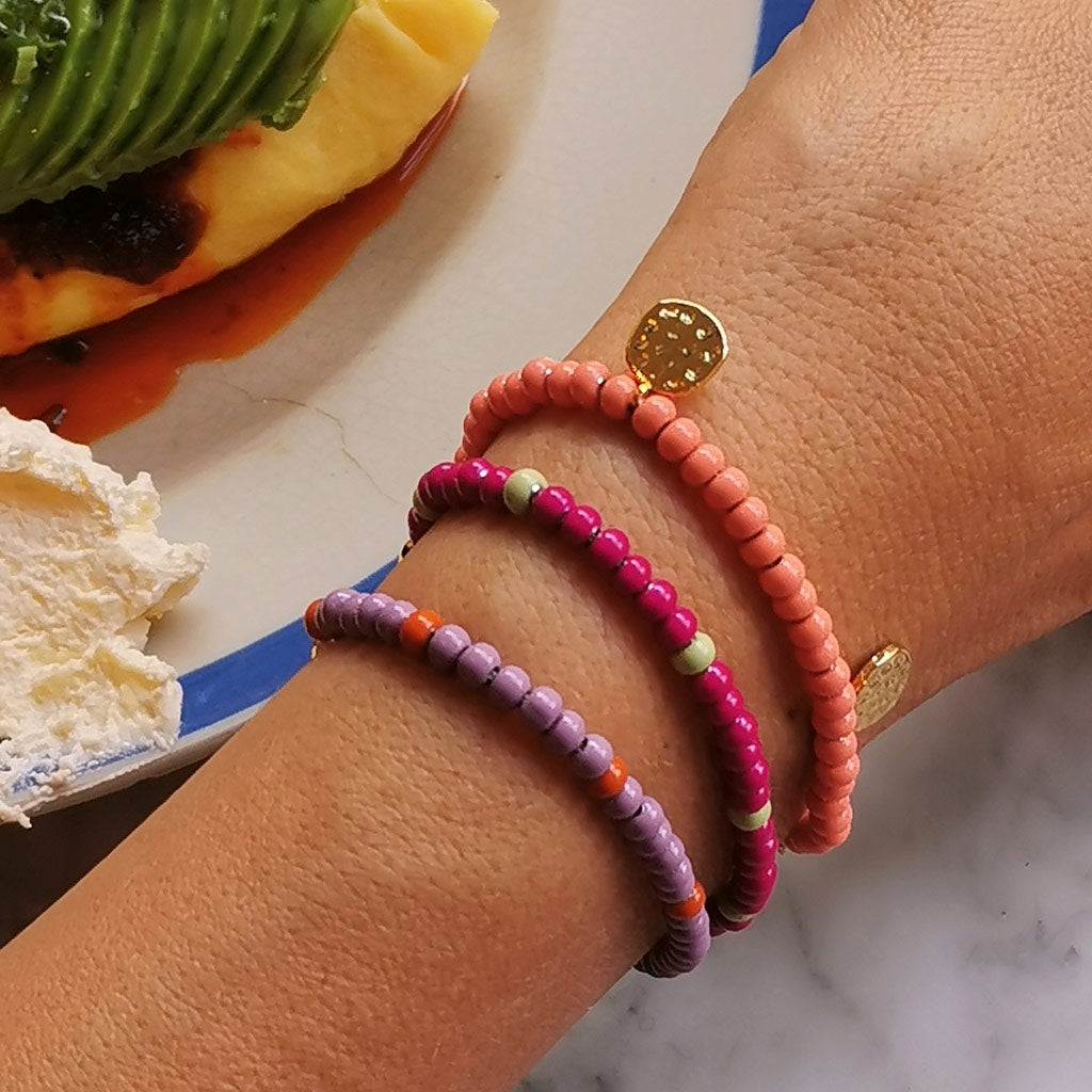 LULU Copenhagen Color Ball Bracelet Bracelets Plum/Silk Light Green