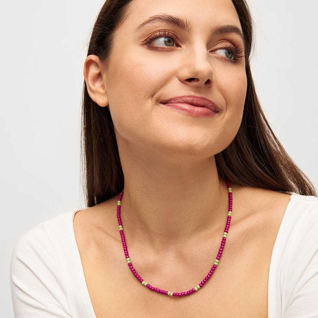 LULU Copenhagen Color Ball Collier court Necklaces Plum/Silk Light Green
