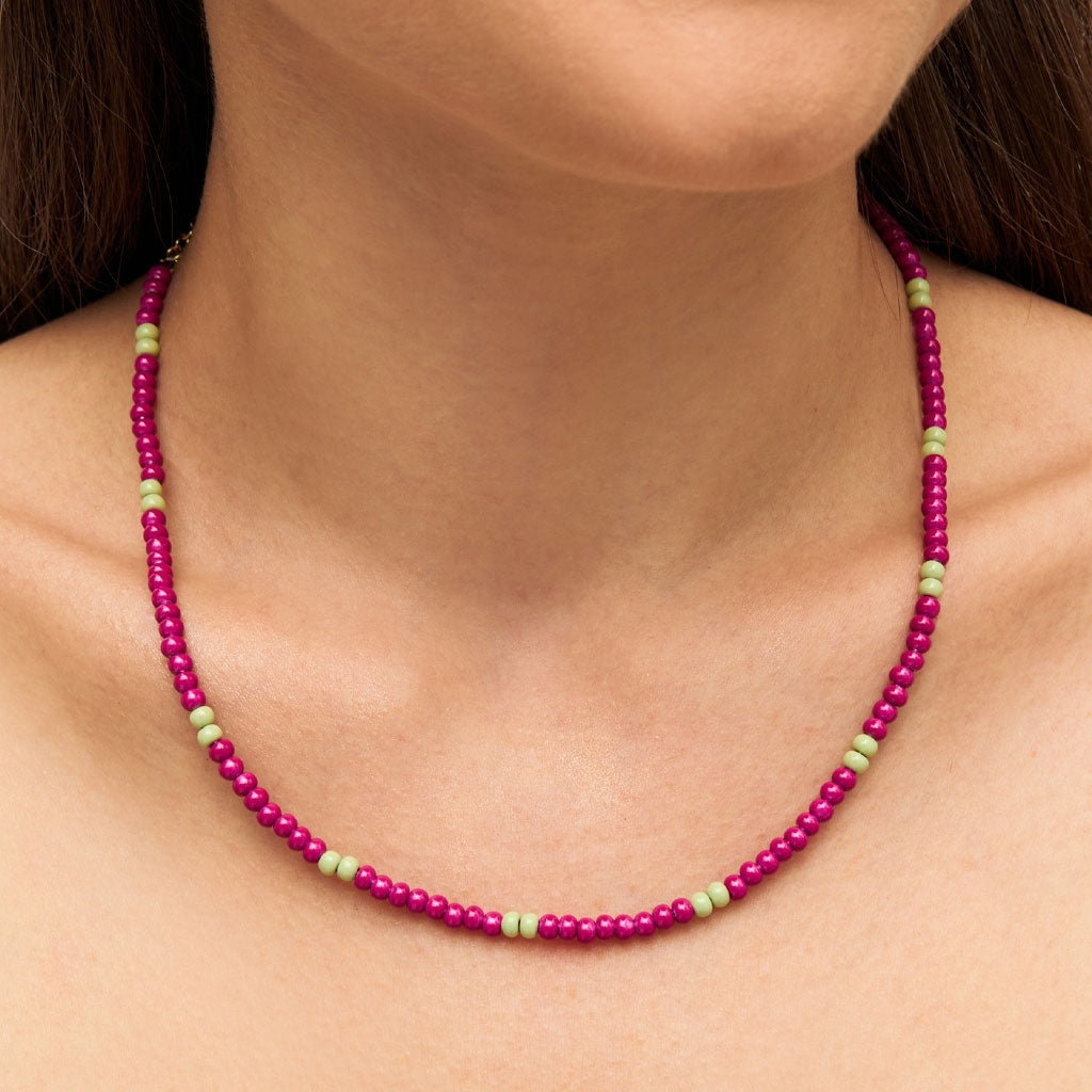 LULU Copenhagen Color Ball Collier court Necklaces Plum/Silk Light Green
