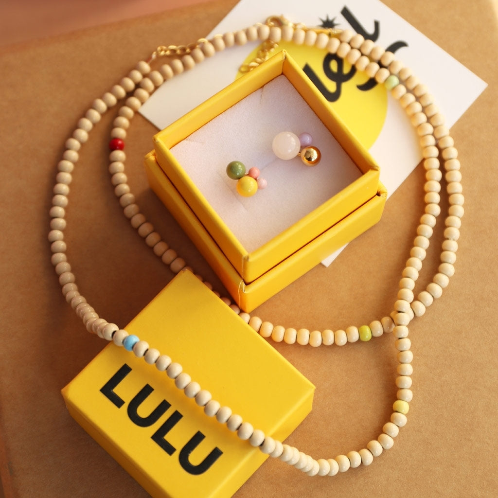 LULU Copenhagen Color Ball Collier long Necklaces Buttercream/Multi
