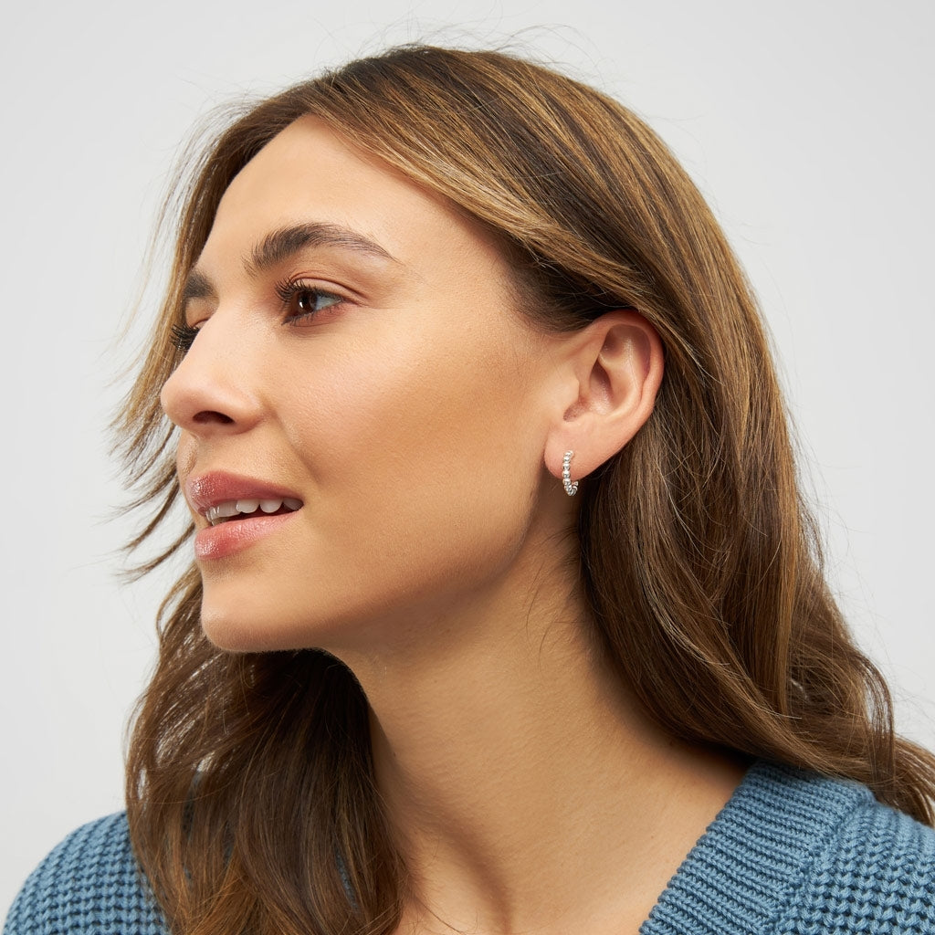 LULU Copenhagen Color Ball Hoops Small paire Hoops Silver Plated