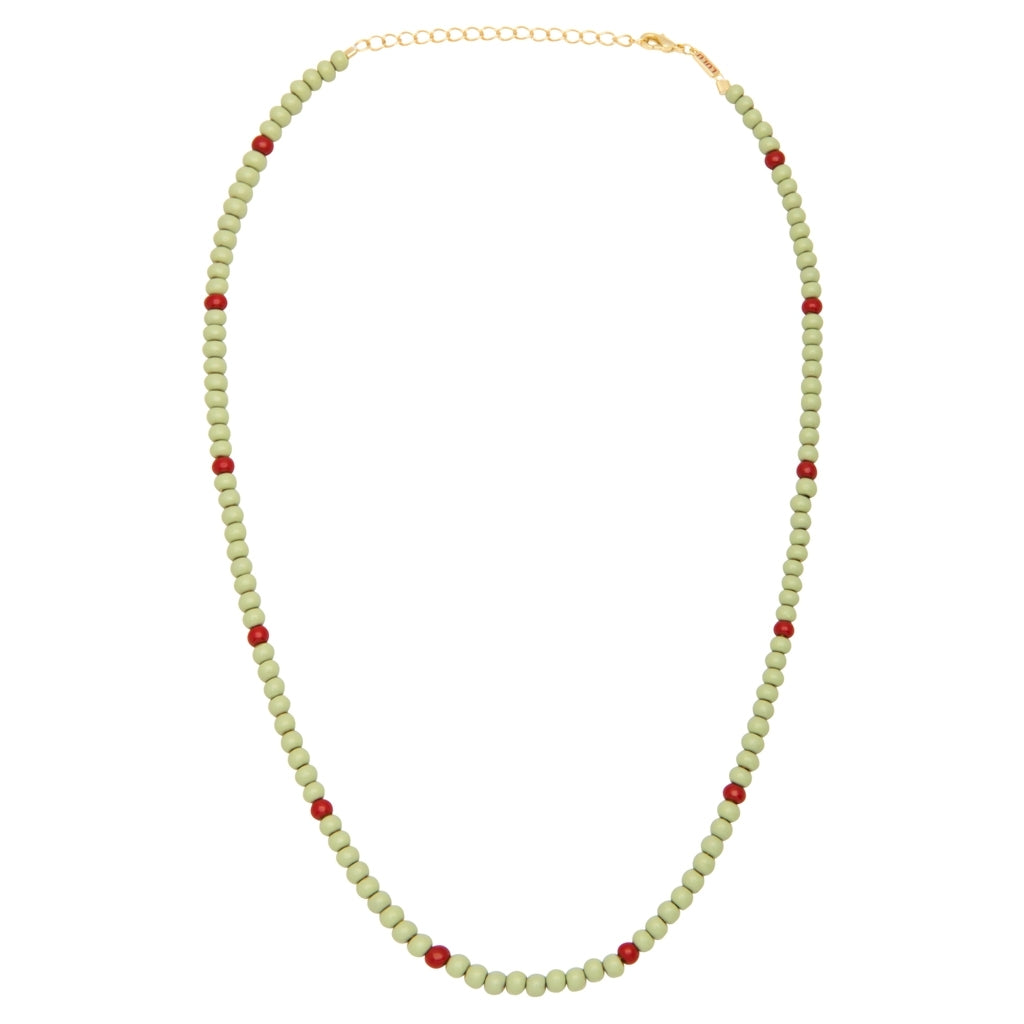 LULU Copenhagen Color Ball Collier court Necklaces Silk Light Green/Passion Red