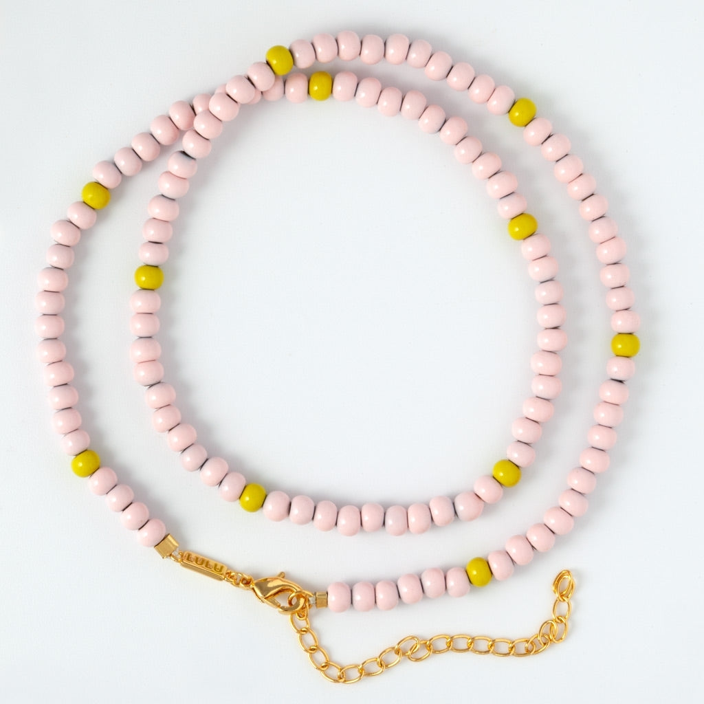 LULU Copenhagen Color Ball Collier court Necklaces Silke Light Pink/ Lime