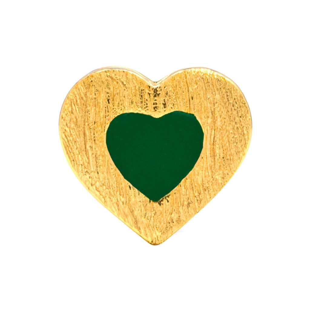 LULU Copenhagen Color Heart boucle d'oreille 1 pièce plaqué or Ear stud, 1 pcs Green