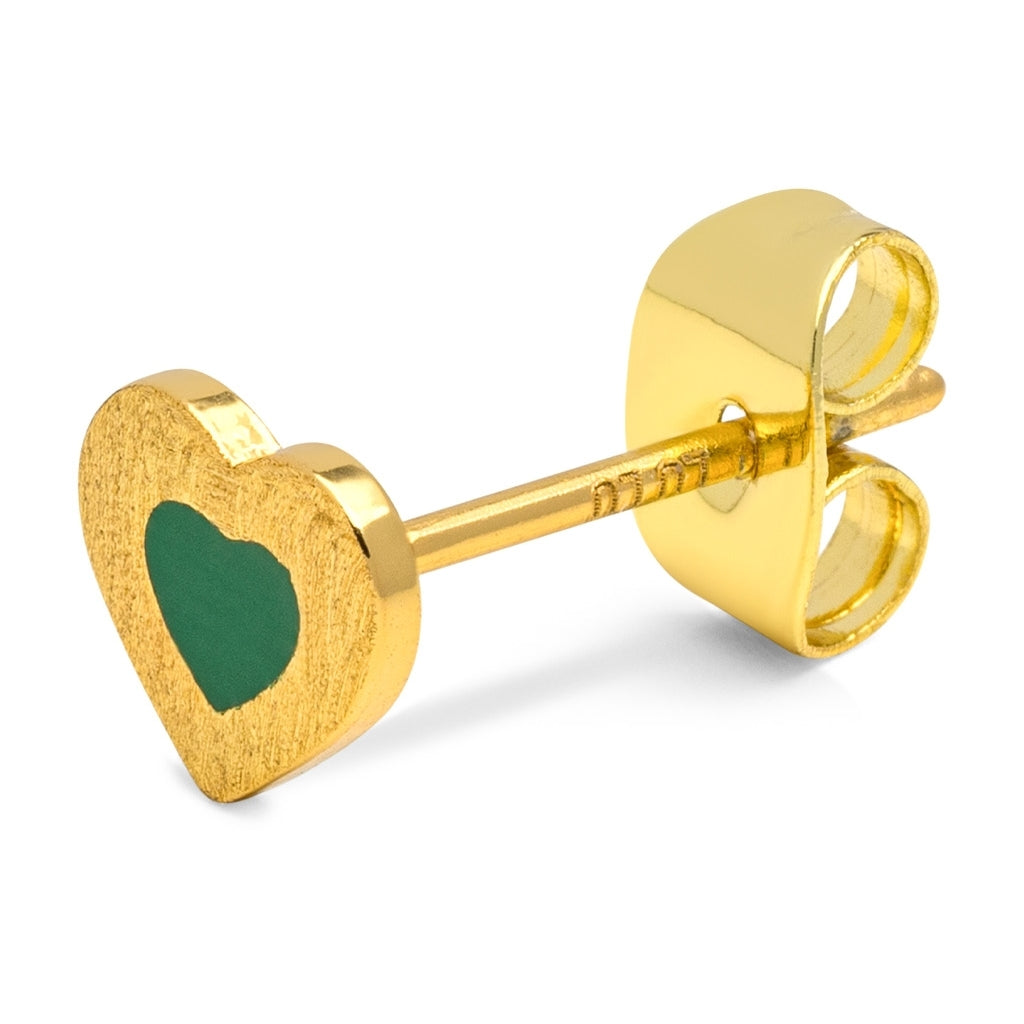 LULU Copenhagen Color Heart boucle d'oreille 1 pièce plaqué or Ear stud, 1 pcs Green