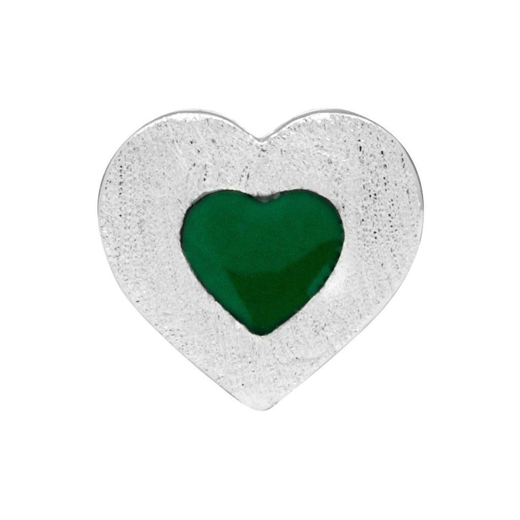 LULU Copenhagen Color Heart boucle d'oreille 1 pièce plaqué argent Ear stud, 1 pcs Green